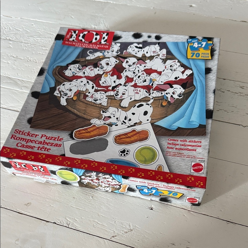 Vintage 1995  Mattel 101 Dalmatian Sticker Puzzle with Red and Blue Accents